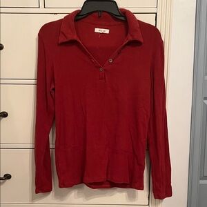 Madewell Red Long-Sleeve Polo Tee